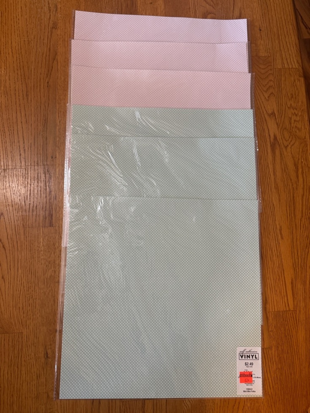 Mint and Pink Polka Dot Vinyl Sheets *6 Sheet Bundle*